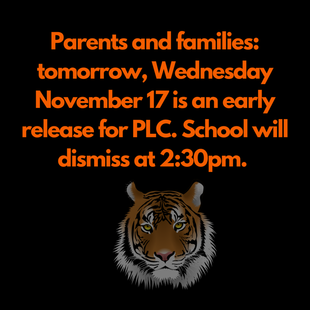 Early Release Wednesday November 17, 2021. 